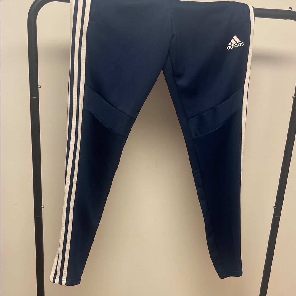 Adidas Kids Dark Blue Joggers with White Stripes